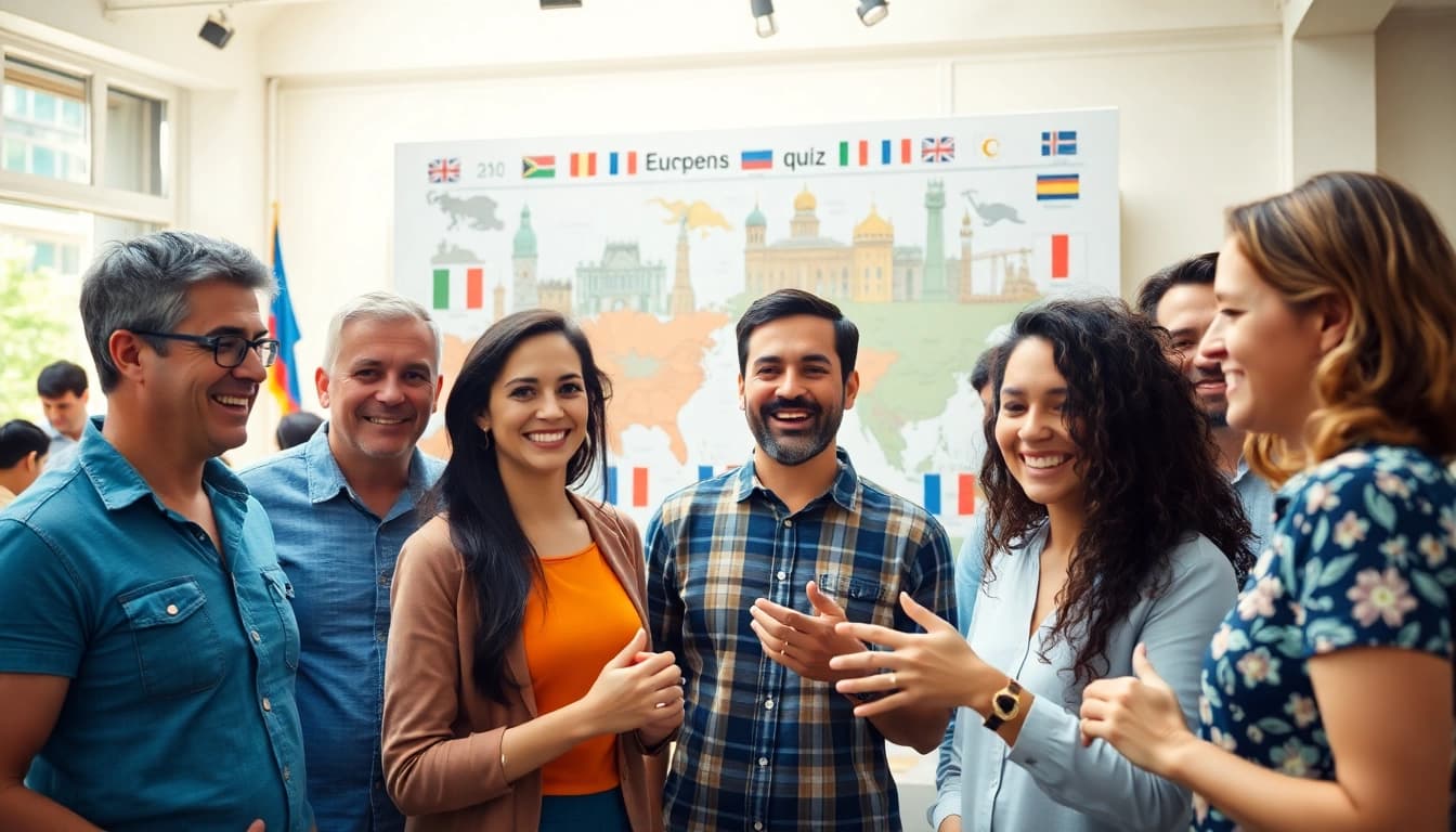 Teilnehmer lösen spannende Fragen im Europa Quiz Wettbewerb.