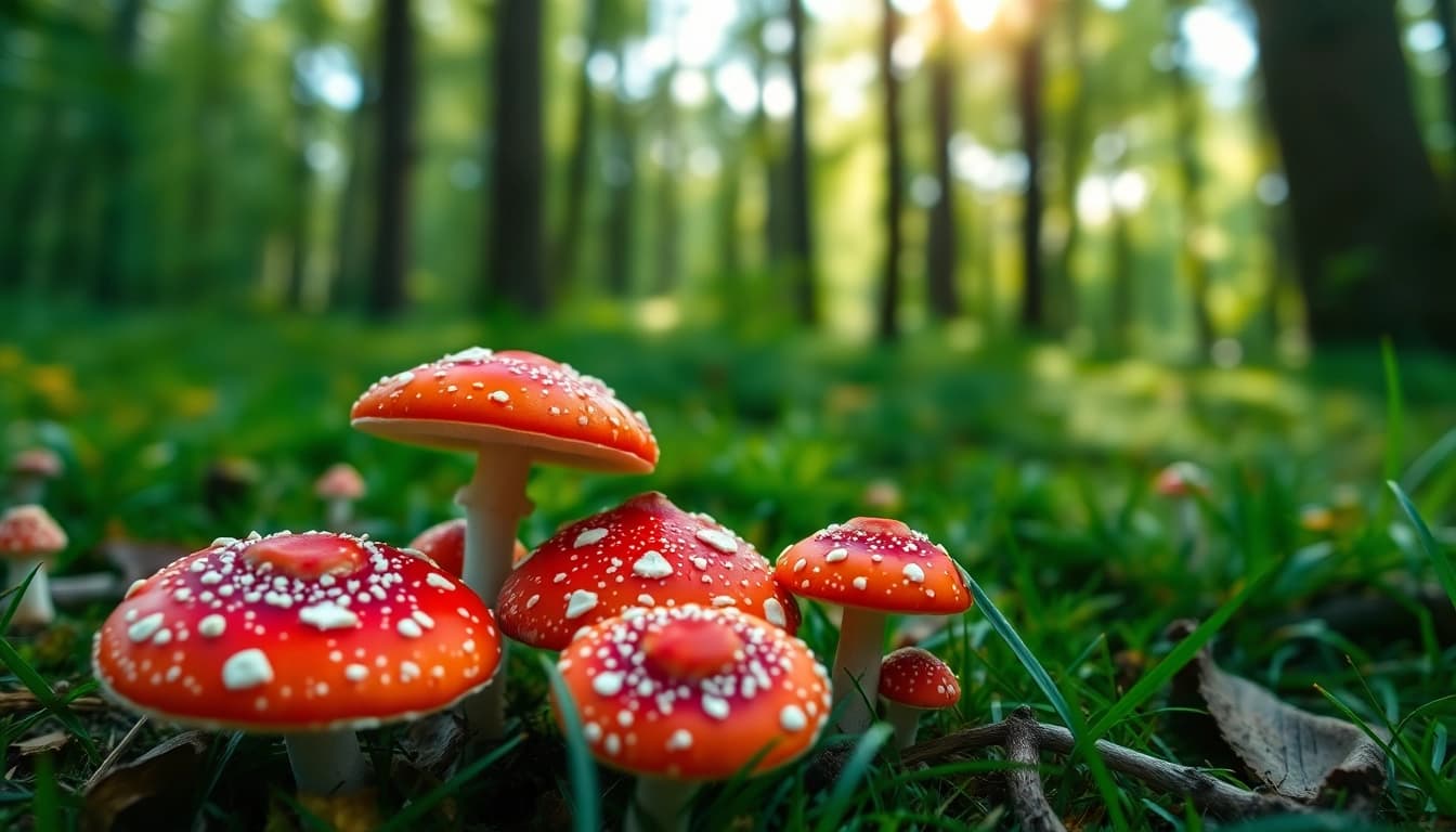 Fliegenpilz bestellen - Hochwertige Fliegenpilze in einer malerischen Waldlandschaft