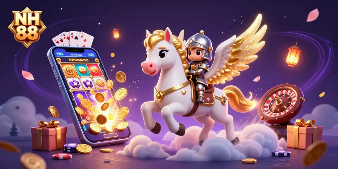 Experience the excitement of NH 88 as golden coins erupt from a slot game, showcasing dynamic gambling elements.