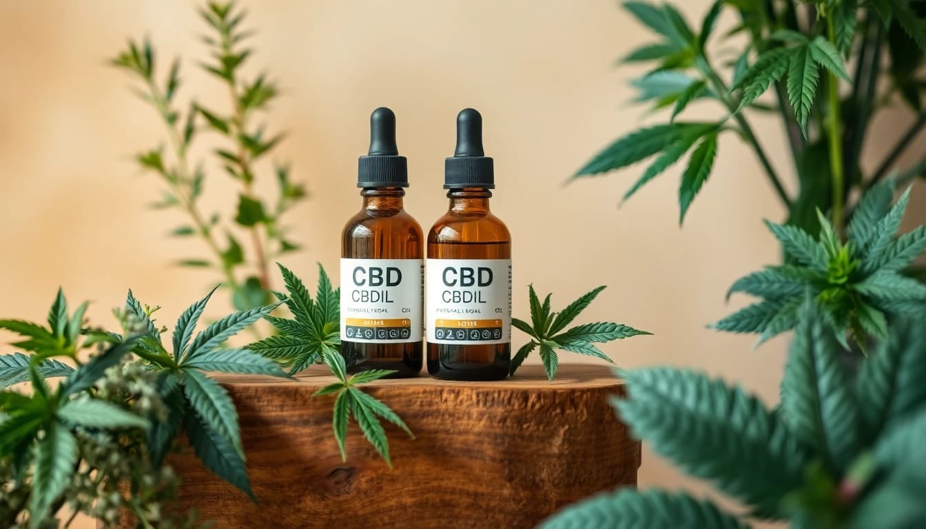 CBD Öl in einer stilvollen Flasche, optimal für eine natürliche Heilung.