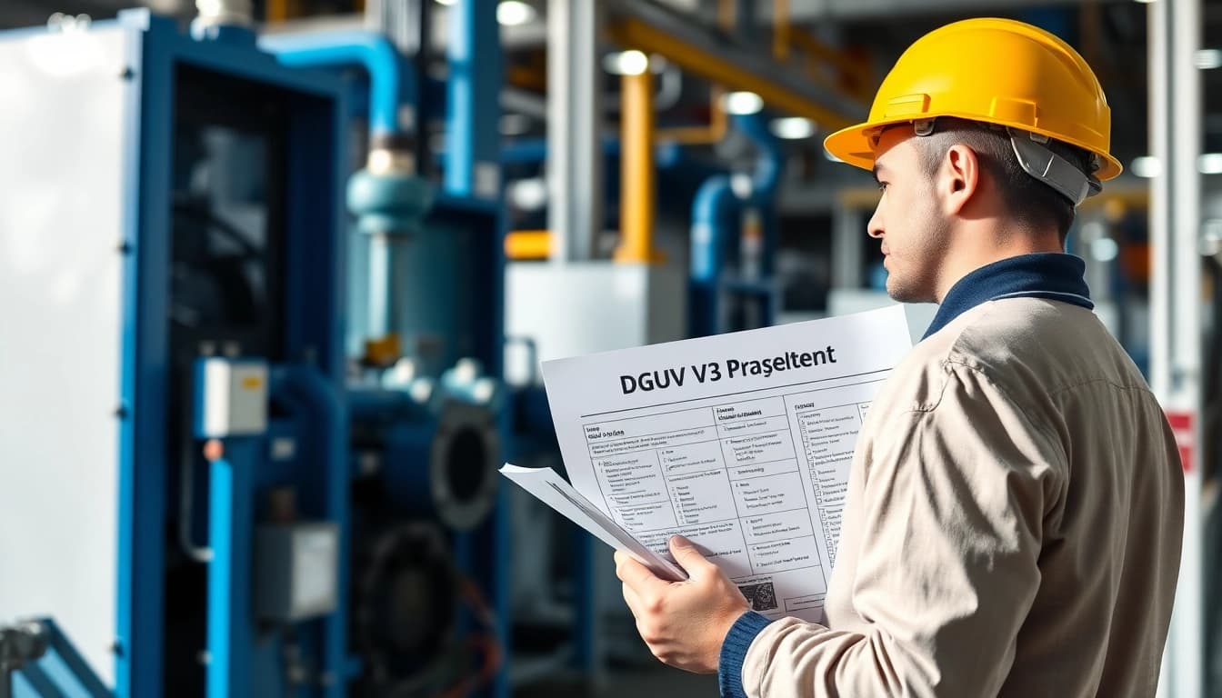 Prüfung der DGUV V3 Prüfung durch einen Techniker in einem Industrieumfeld.