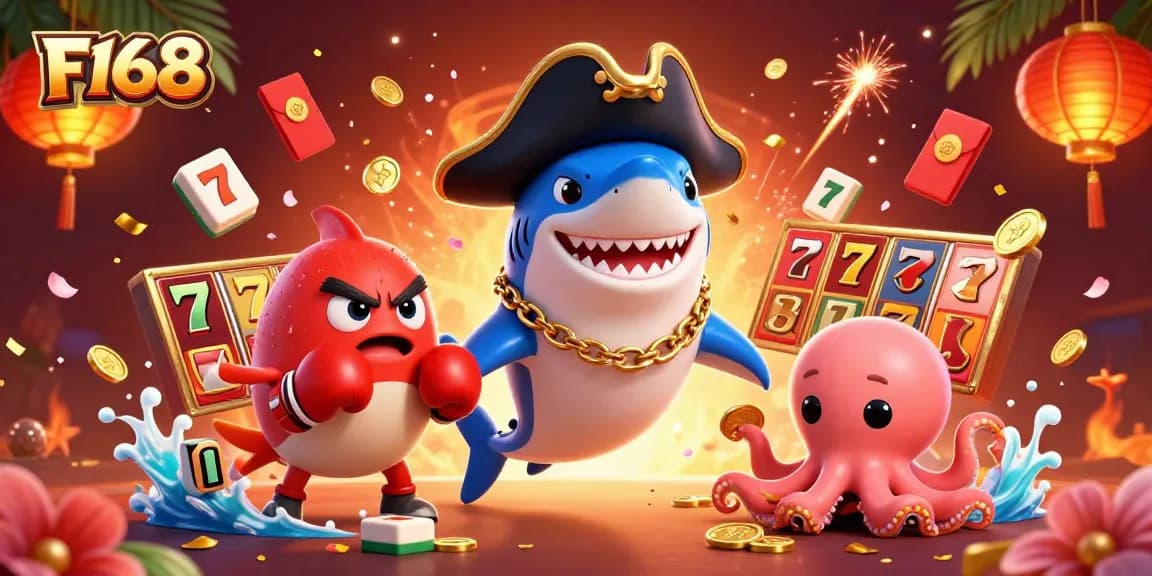 Engage in thrilling F168 gaming moments with 3D pirate characters and dynamic casino elements.
