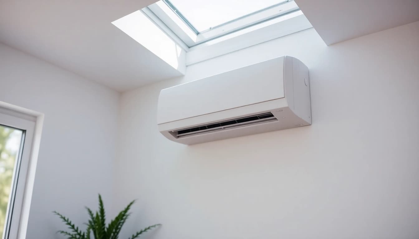 Klimaanlagen efficiently cooling a bright interior space with a modern design and minimal noise.