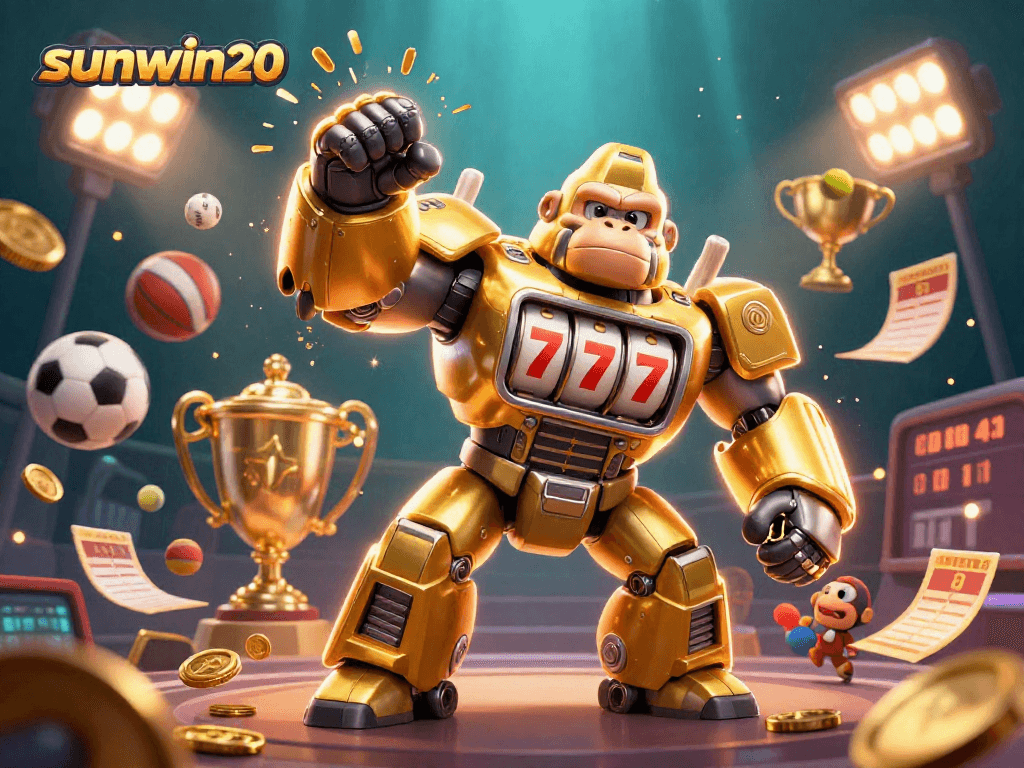 Experience the excitement of slots with sunwin20's golden gorilla mech and dynamic sports elements.
