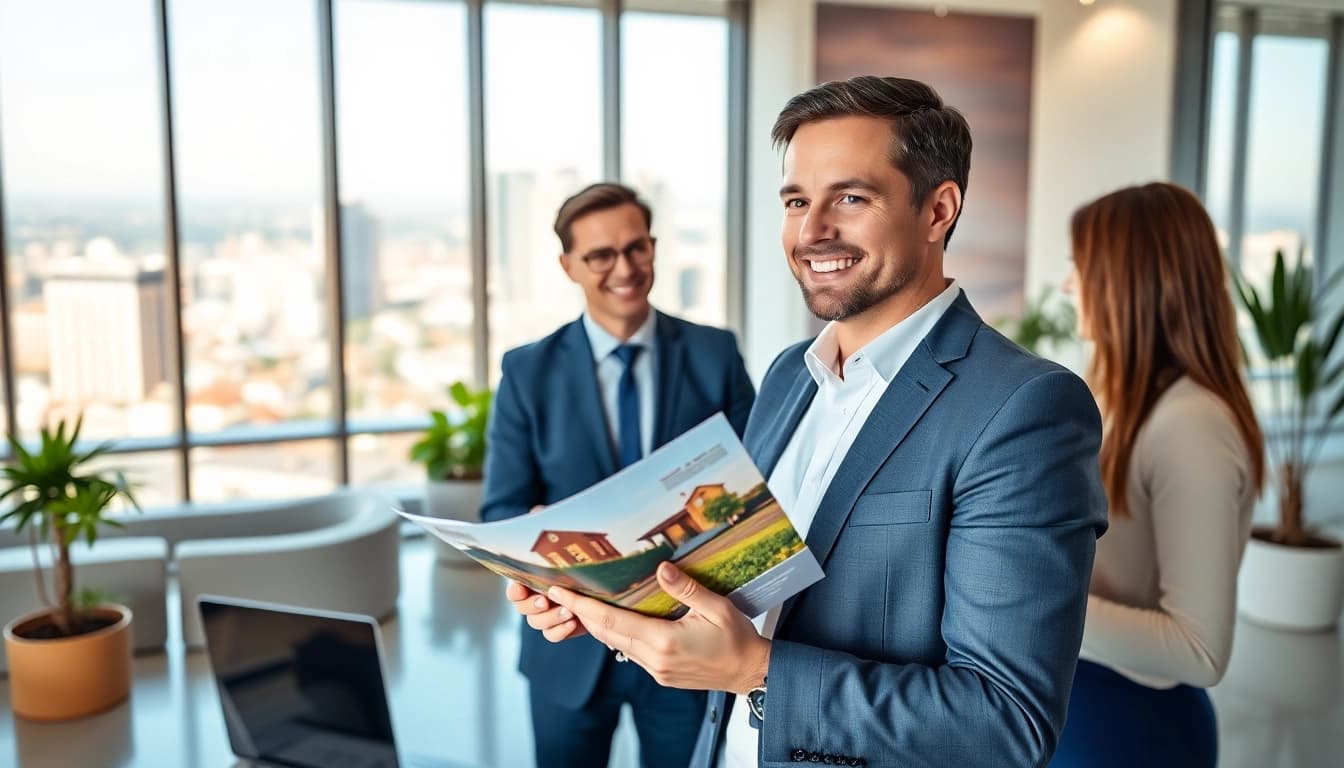 Immobilienmakler Frankfurt Sachsenhausen präsentiert moderne Immobilien mit einem einladenden Lächeln.