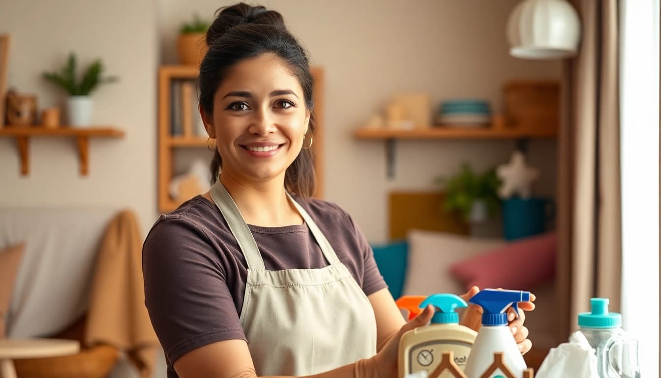 Housekeeper arranging items in a cozy home, highlighting hauswirtschaft stelle hameln job opportunities.