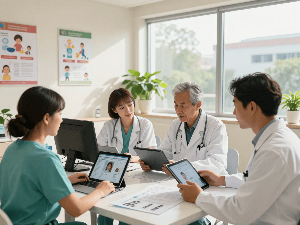 Datenschutz und Barrierefreiheit im Gesundheitswesen Arzt bei MUNAS Consulting zur Patientenversorgung.
