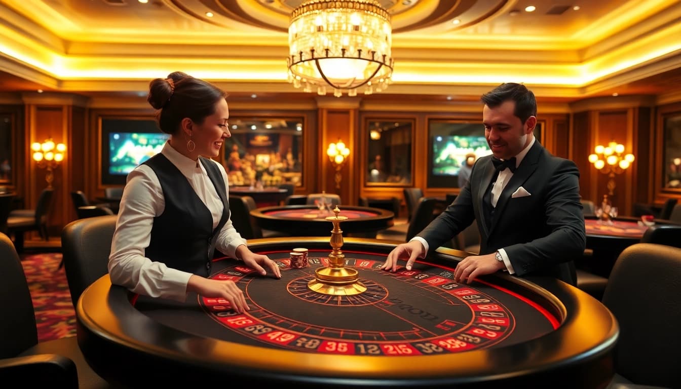 Spiele im online casino schweiz: Spieler genießen interaktive Erlebnisse in einem eleganten Spielumfeld.