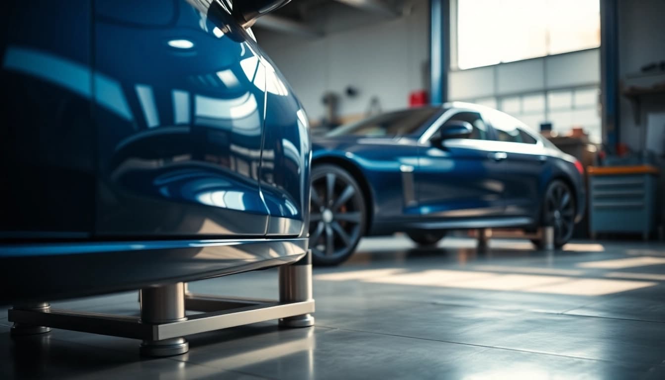 Auto Kufen in action under a car showcasing a sleek design and craftsmanship.