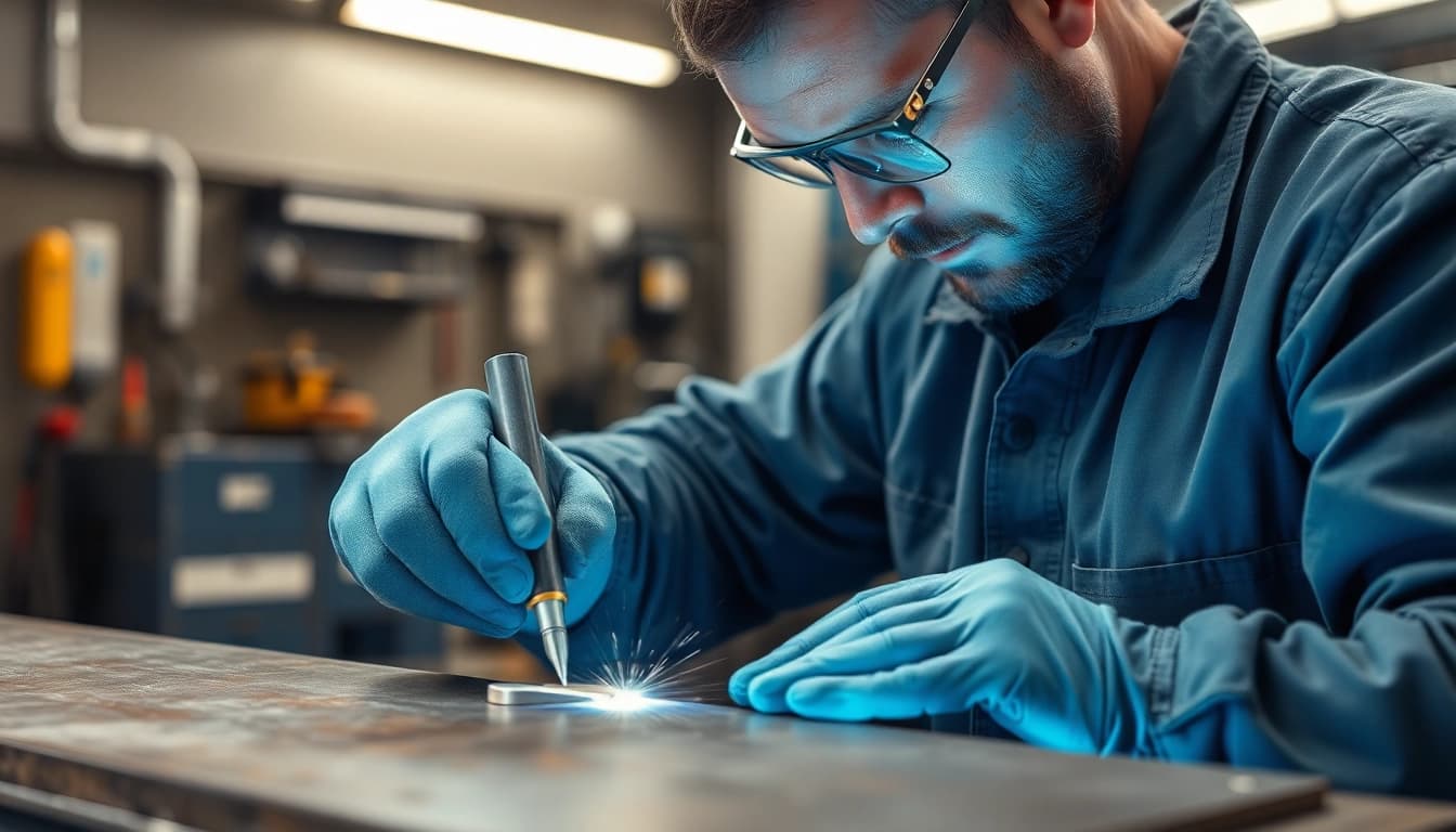 Felgenreparatur bei Bordsteinschaden Felge München durch einen Mechaniker in einer modernen Werkstatt.