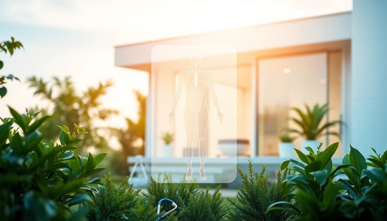 Driada medical: Modern clinic in a serene landscape promoting holistic health.