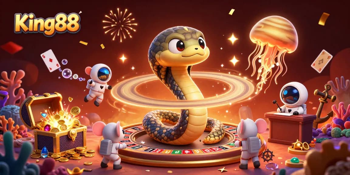 Engage in thrilling gameplay with King88 featuring cosmic roulette and dynamic casino elements.