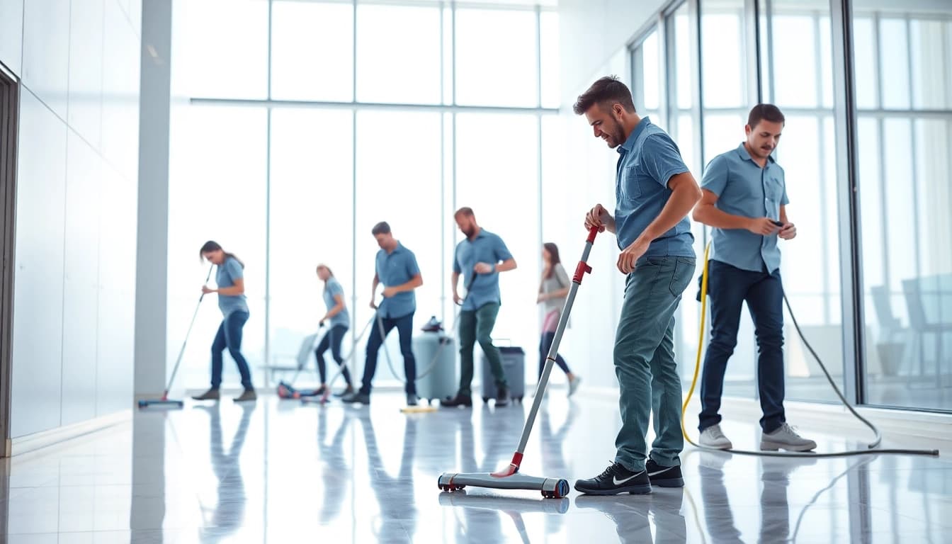 Optimale Gebäudereinigung Ulm durch ein professionelles Reinigungsteam in modernen Bürogebäuden.