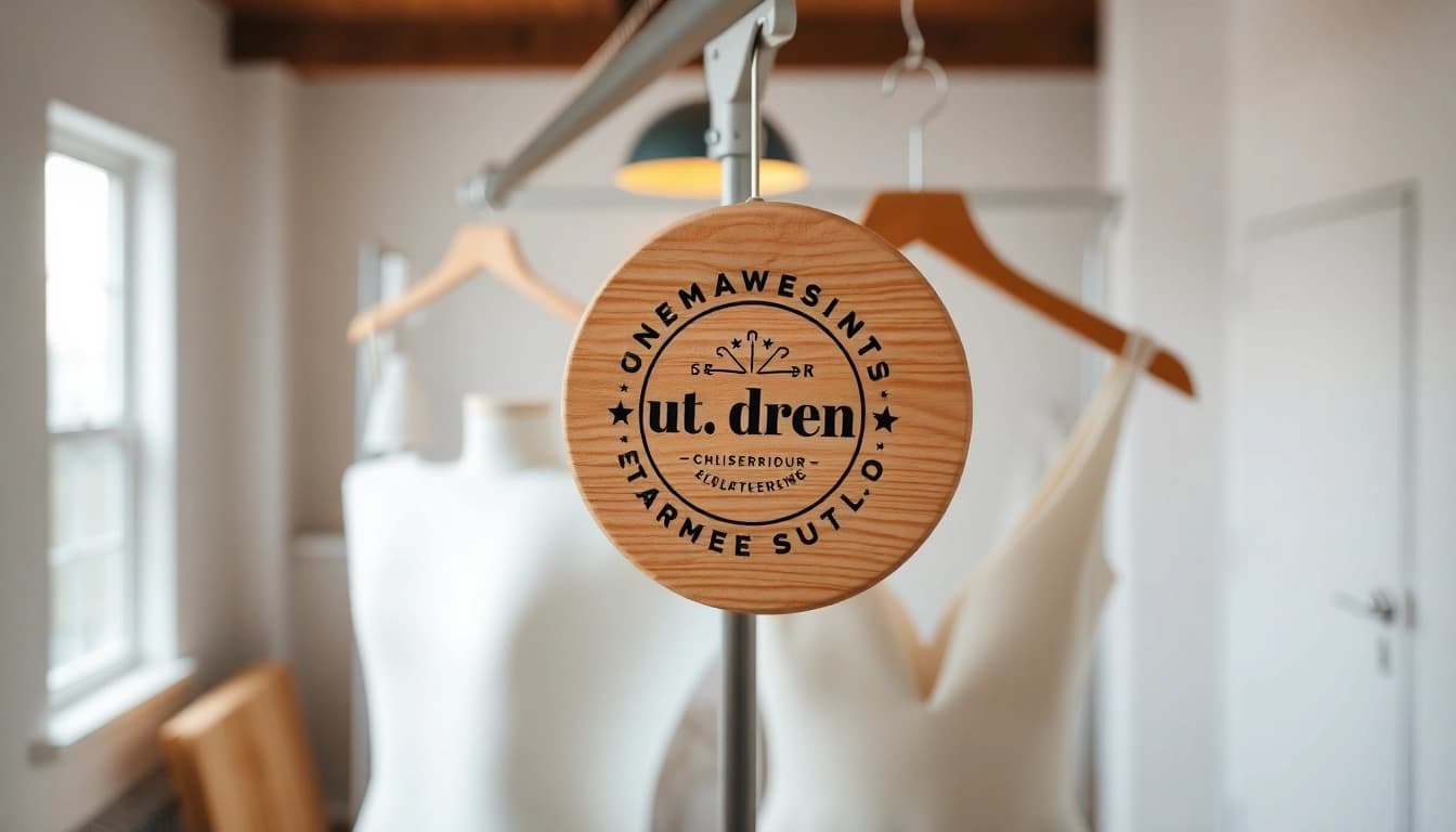 Kleiderbügel mit eigenem Logo in elegantem Design, ideal für Markenpräsentationen und individuelle Gestaltungen.