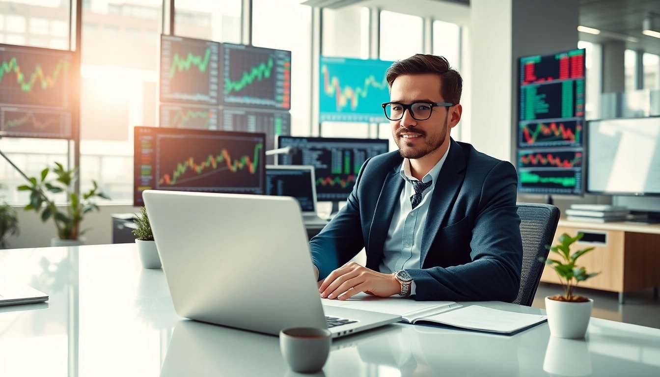 Aktien Research durch einen Finanzanalysten in einem modernen Büro analysiert.