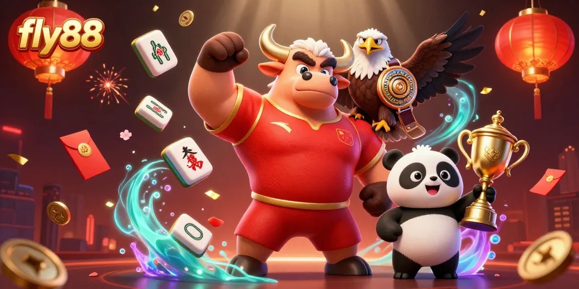 Fly88 sports betting action featuring cartoon characters and vibrant casino elements for an engaging online experience.