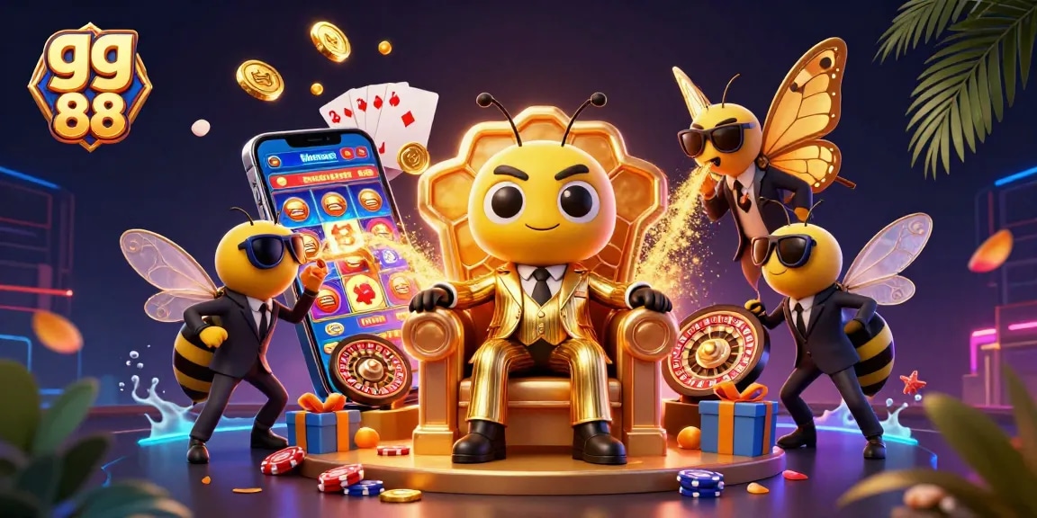 Experience the thrill of gg 88 with a buzzing bumblebee boss in a golden casino scene.