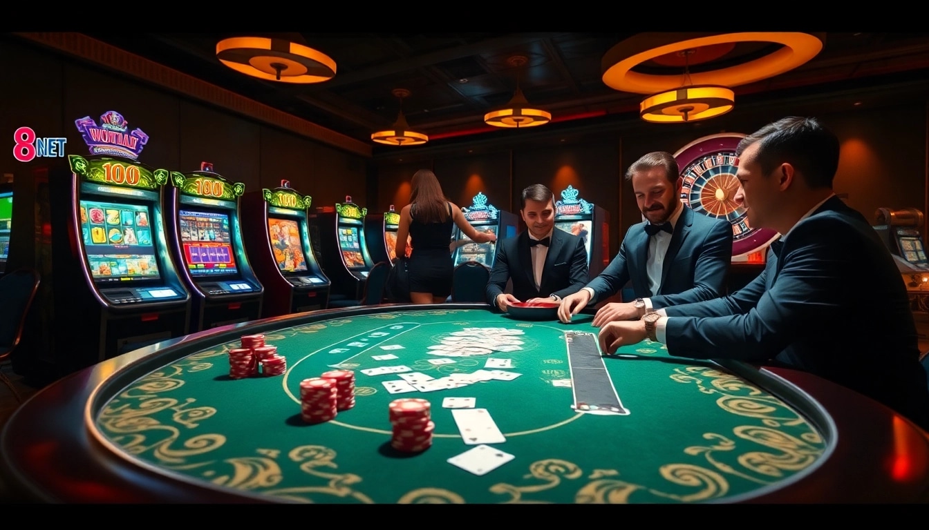 Người chơi tận hưởng một trò chơi đầy kịch tính tại bàn casino LUCK8, thể hiện sự phấn khích khi tham gia cược tại https://luck8.net.