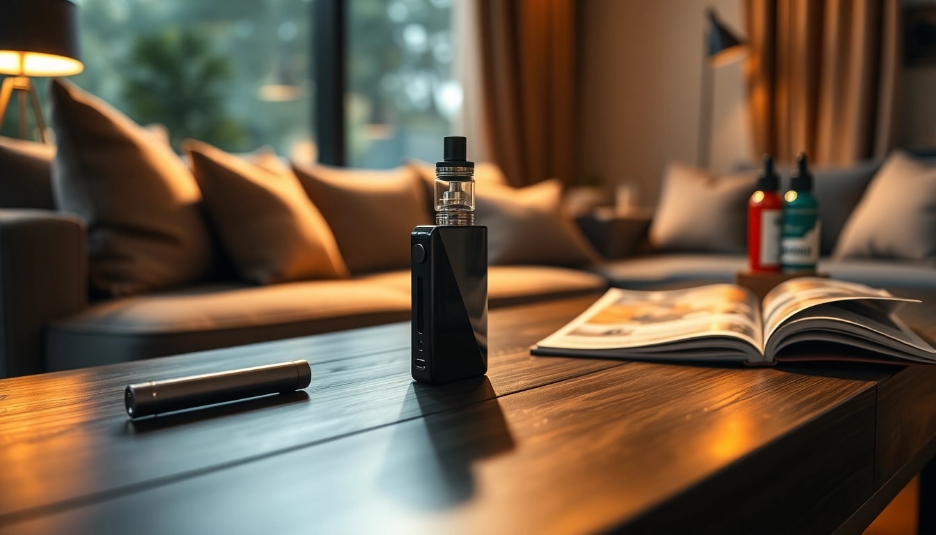 Genießen Sie den hqd surv Vape im eleganten Setup mit warmem Licht und lässiger Atmosphäre.