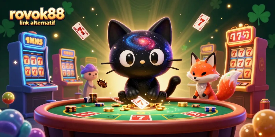 Experience the excitement of rokok88 link alternatif with a vibrant casino scene featuring unique characters.