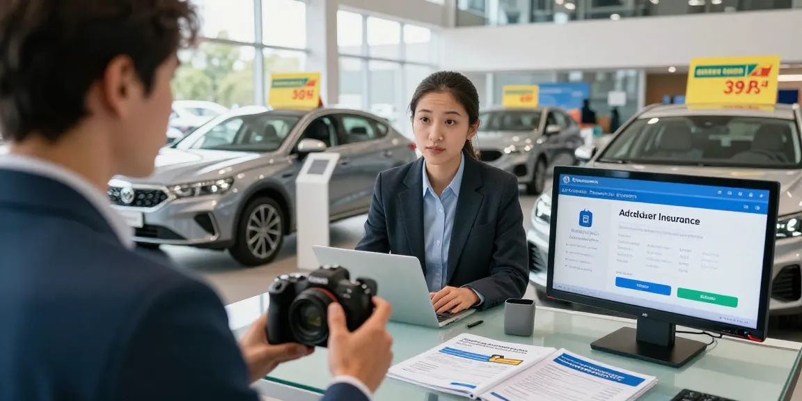 Autoversicherung Dortmund: Beratung zur preiswerten Kfz-Versicherung in einem modernen Autohaus in Dortmund.