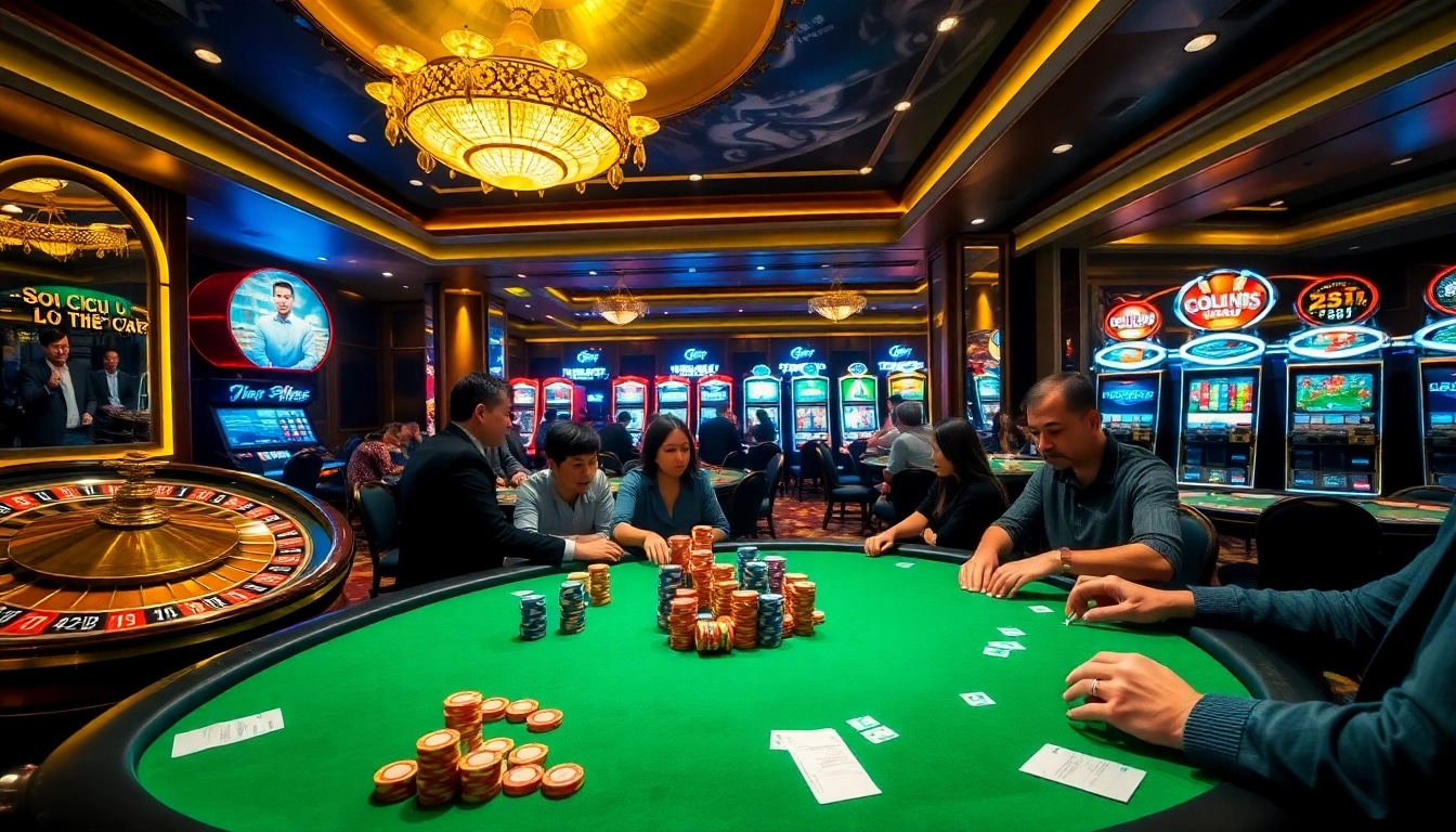 Soi Cầu Lô Kép 247 engages enthusiastic players at a lively casino table, reflecting excitement and strategy.