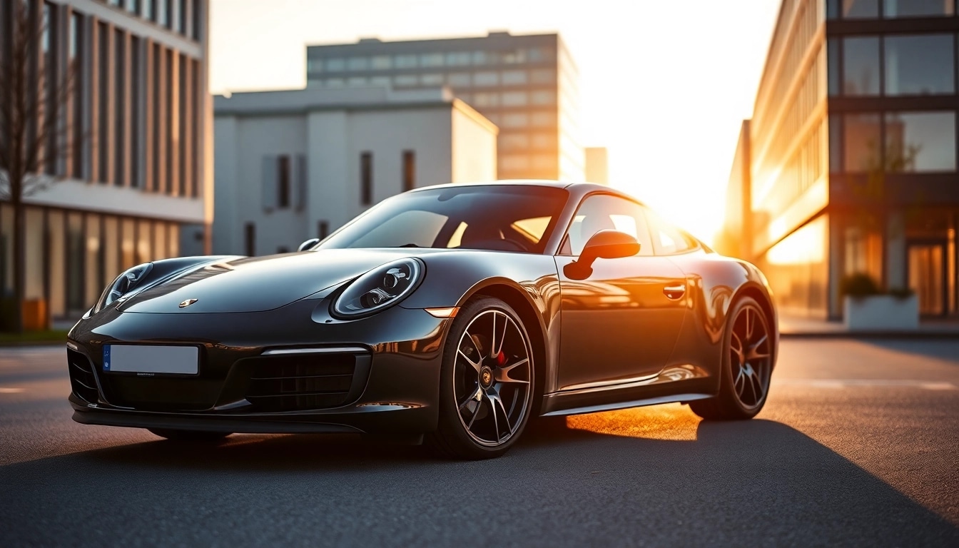 Porsche PPF München: luxuriöse Lackschutzfolie schützt Porsche-Fahrzeug in Münchens Stadtlandschaft.