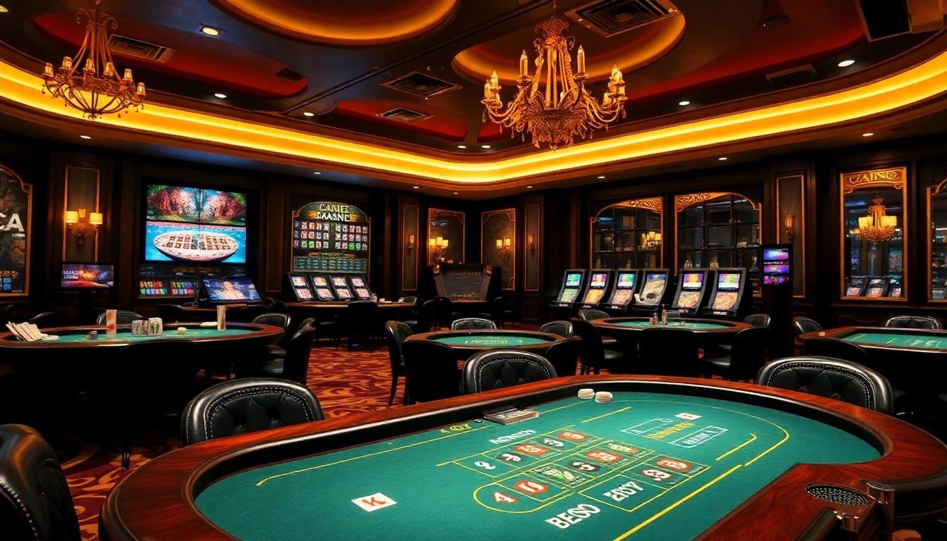 Spielen Sie Casino online in einem stilvollen Ambiente mit aufregenden Tischspielen und strahlenden Lichtern.