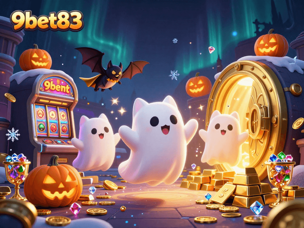 Experience the thrill of 9bet83 casino as ghostly characters explore a haunted mansion filled with treasure.