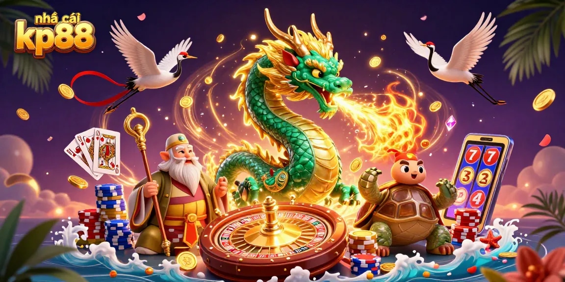 Experience thrilling gameplay at nhà cái kp88, featuring the jaw-dropping jade dragon and vibrant game elements.