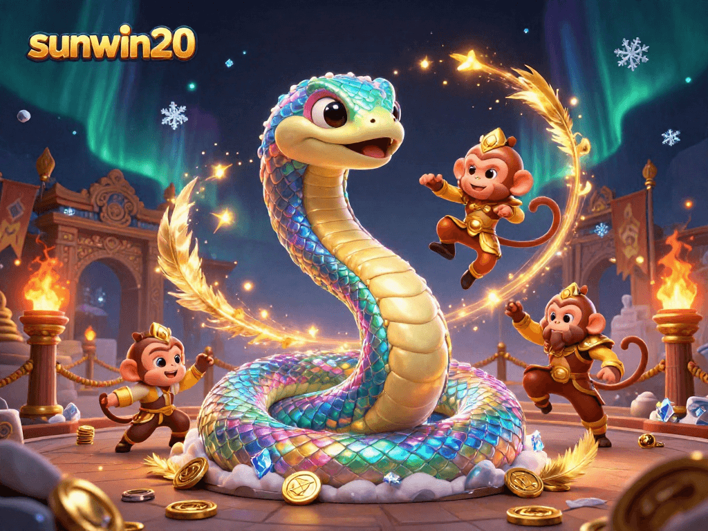 Play and win with the sunwin20 casino, featuring vibrant characters and dynamic elements.