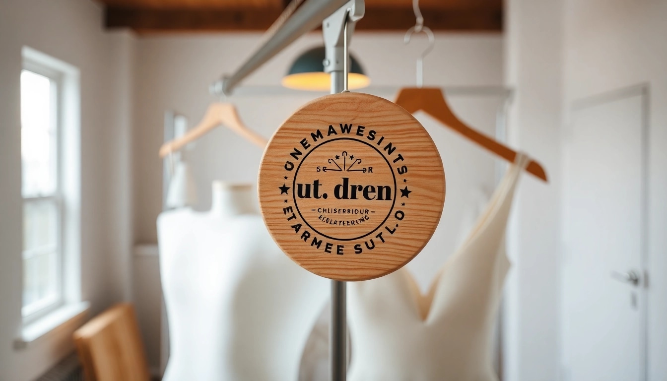 Kleiderbügel mit eigenem Logo in elegantem Design, ideal für Markenpräsentationen und individuelle Gestaltungen.
