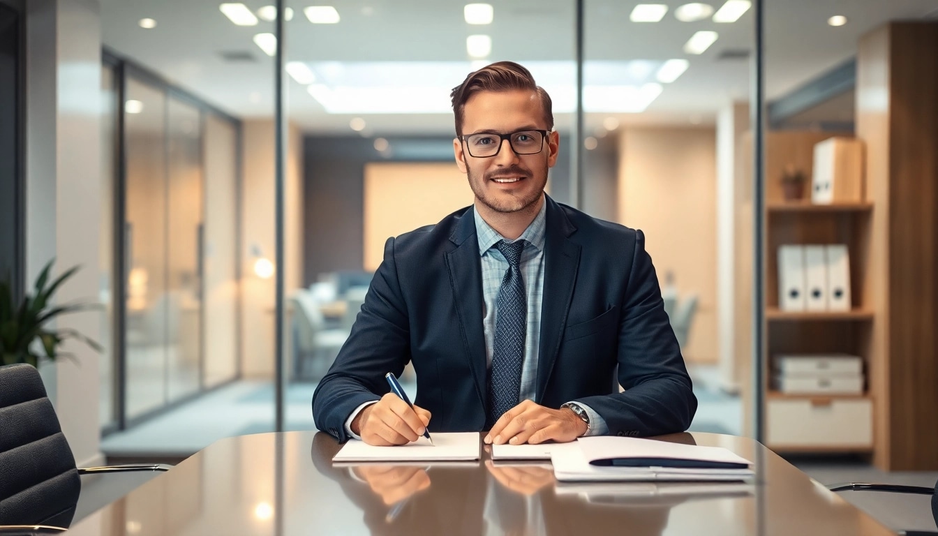 Headhunter führt ein ernsthaftes Gespräch in einem modernen Büro, vermittelt Professionalität und Expertise.