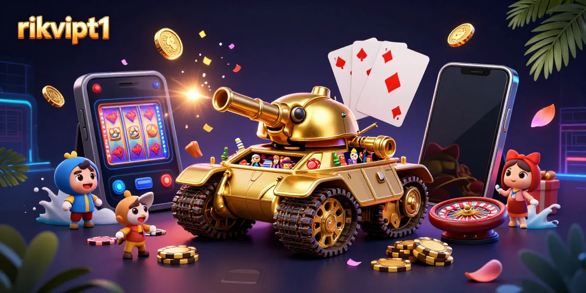 Experience thrilling gameplay at rikvipt1 with a vibrant 3D casino scene full of excitement.