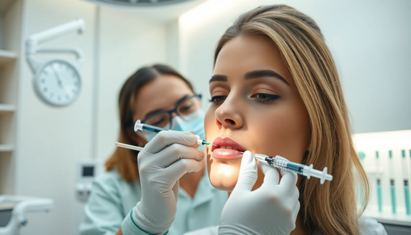 Professionelle Anwendung von dermal fillers durch einen erfahrenen Fachmann in einer modernen Klinik.