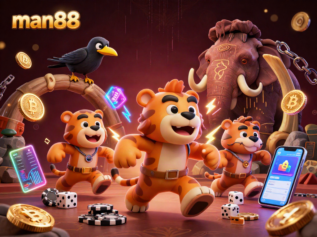 Engage in thrilling gameplay with man88 as the caveman and sabertooth tiger run a dynamic casino scene.
