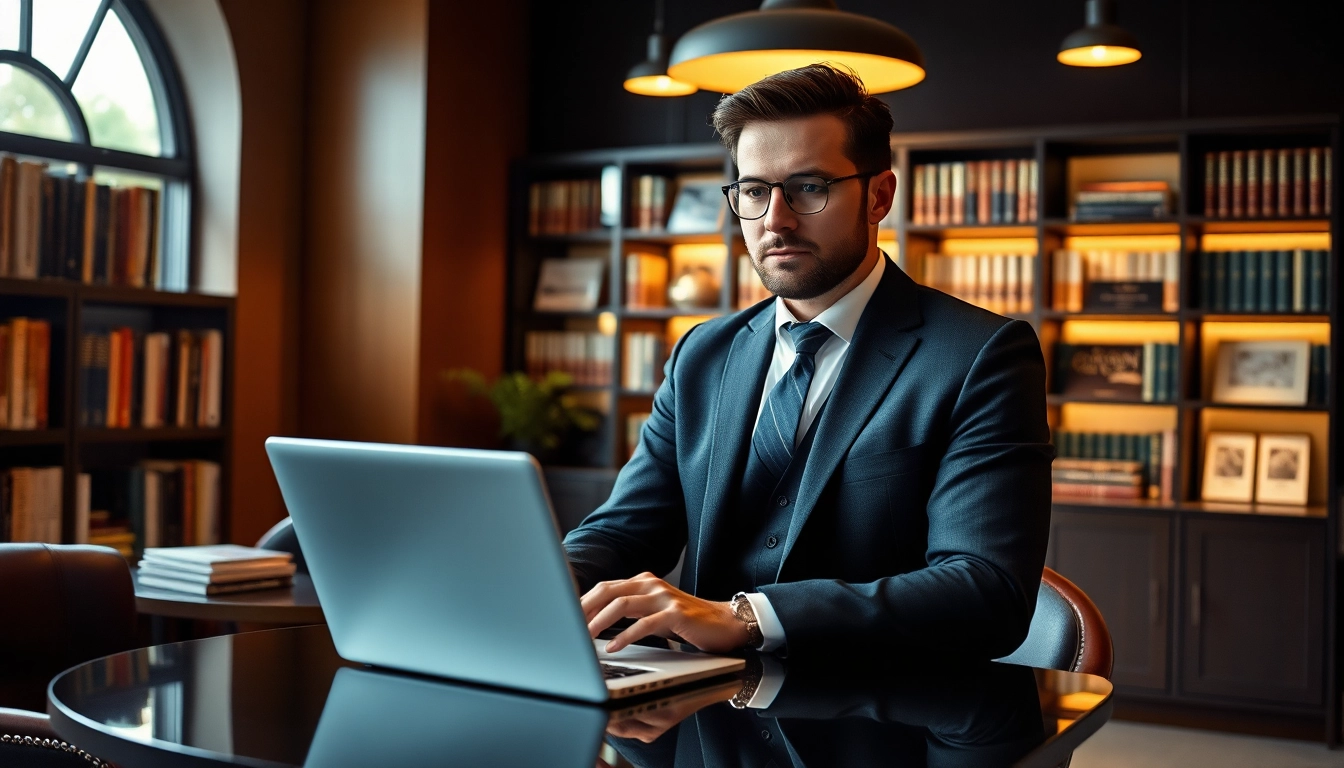 Professioneller Headhunter Gastronomie bei der Arbeit in einem eleganten Büro.