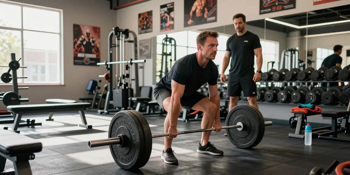 Bodybuilder hebt Gewichte im Steroidshop Fitnessstudio und demonstriert Engagement für Muskelwachstum.