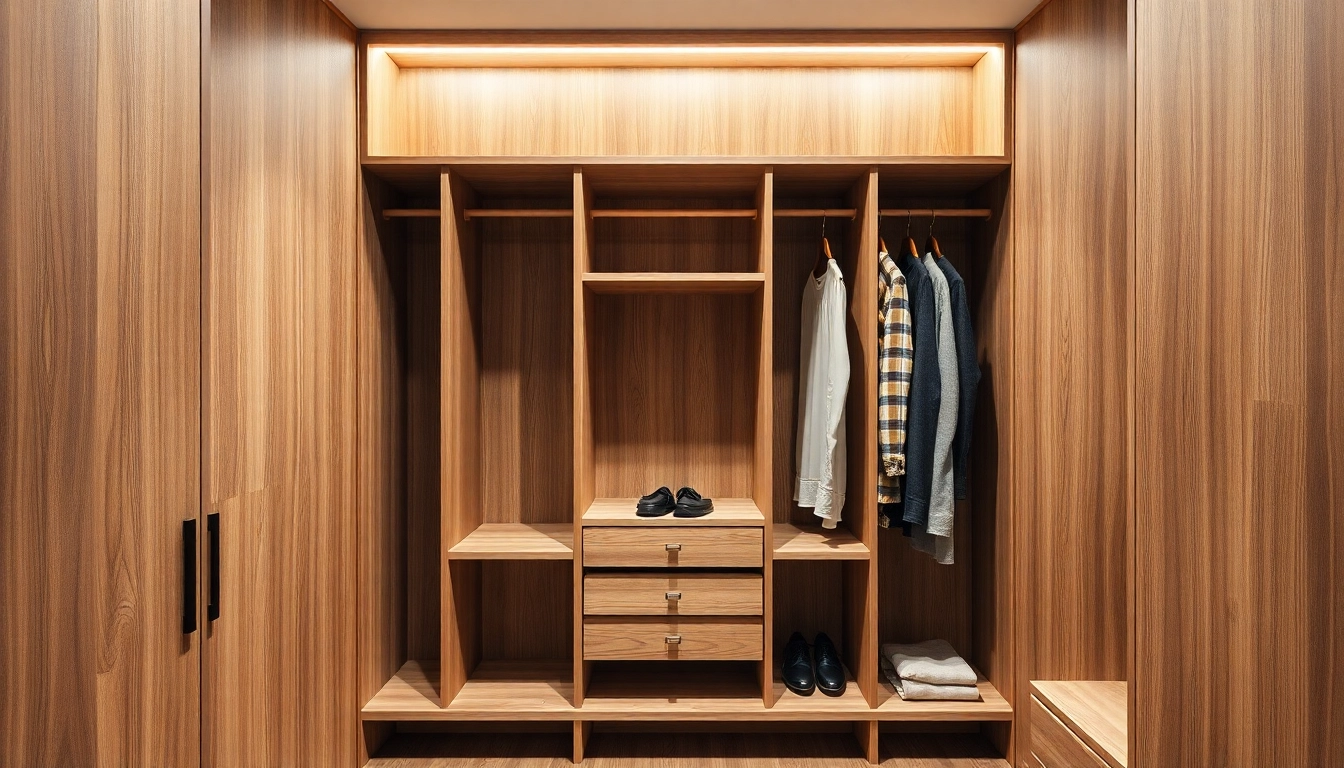 Holz Kleiderbügel elegantly displayed in a wardrobe, showcasing their natural texture and style.
