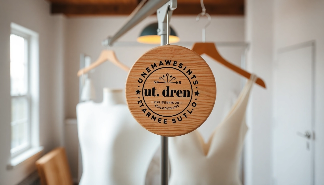 Kleiderbügel mit eigenem Logo in elegantem Design, ideal für Markenpräsentationen und individuelle Gestaltungen.