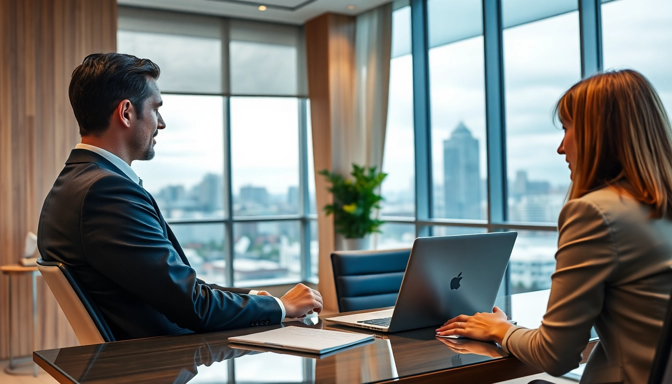 Professioneller Headhunter Saarbrücken berät einen Klienten in modernem Büro.