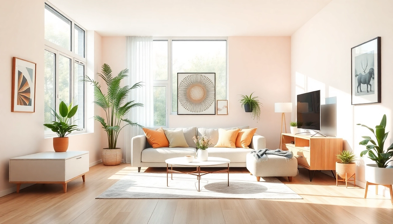 Gestalte einen hellen und einladenden Raum mit modernen Elementen der Raumgestaltung.