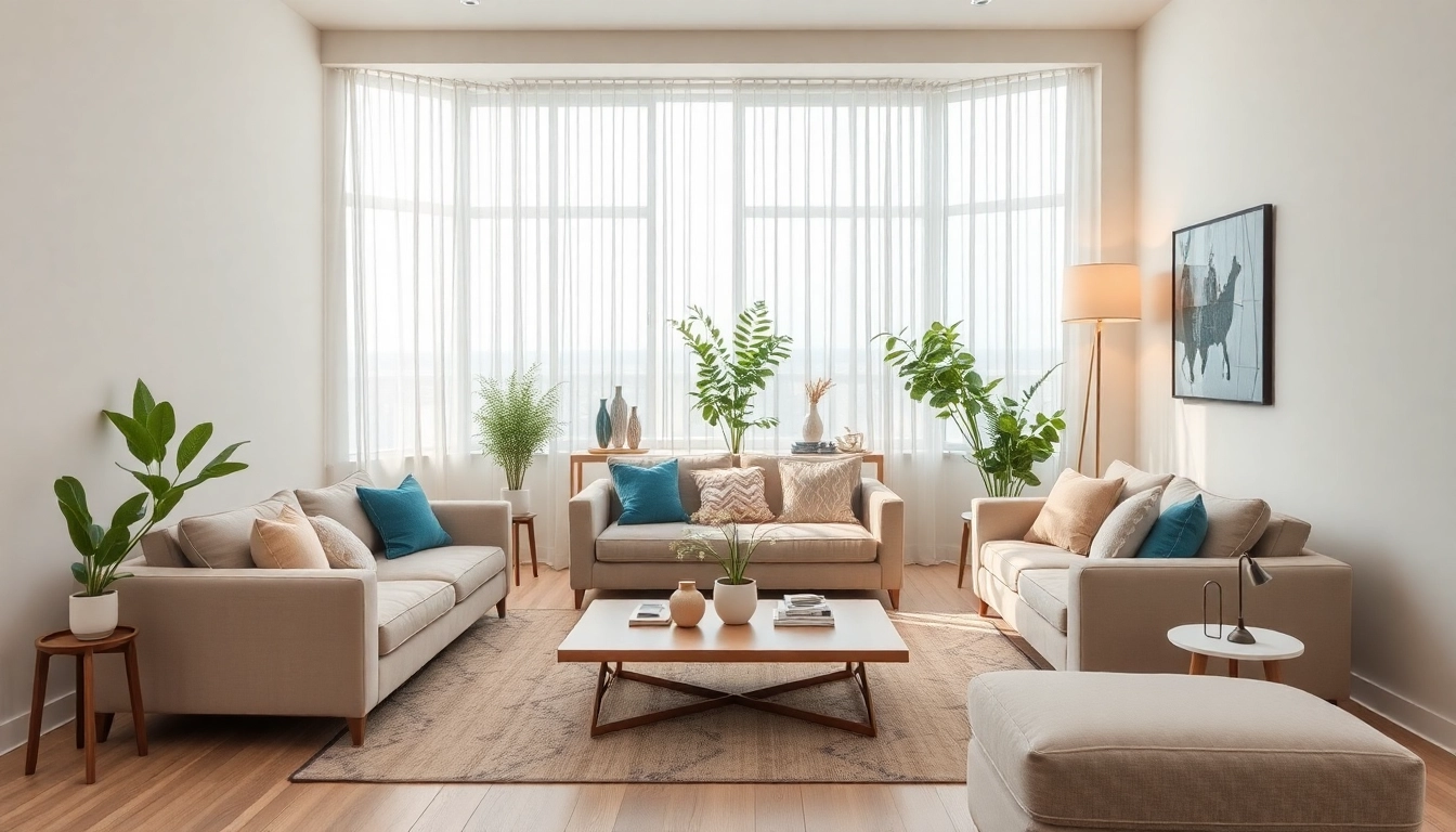 Moderne Raumgestaltung mit eleganter Einrichtung und warmen Farbtönen.