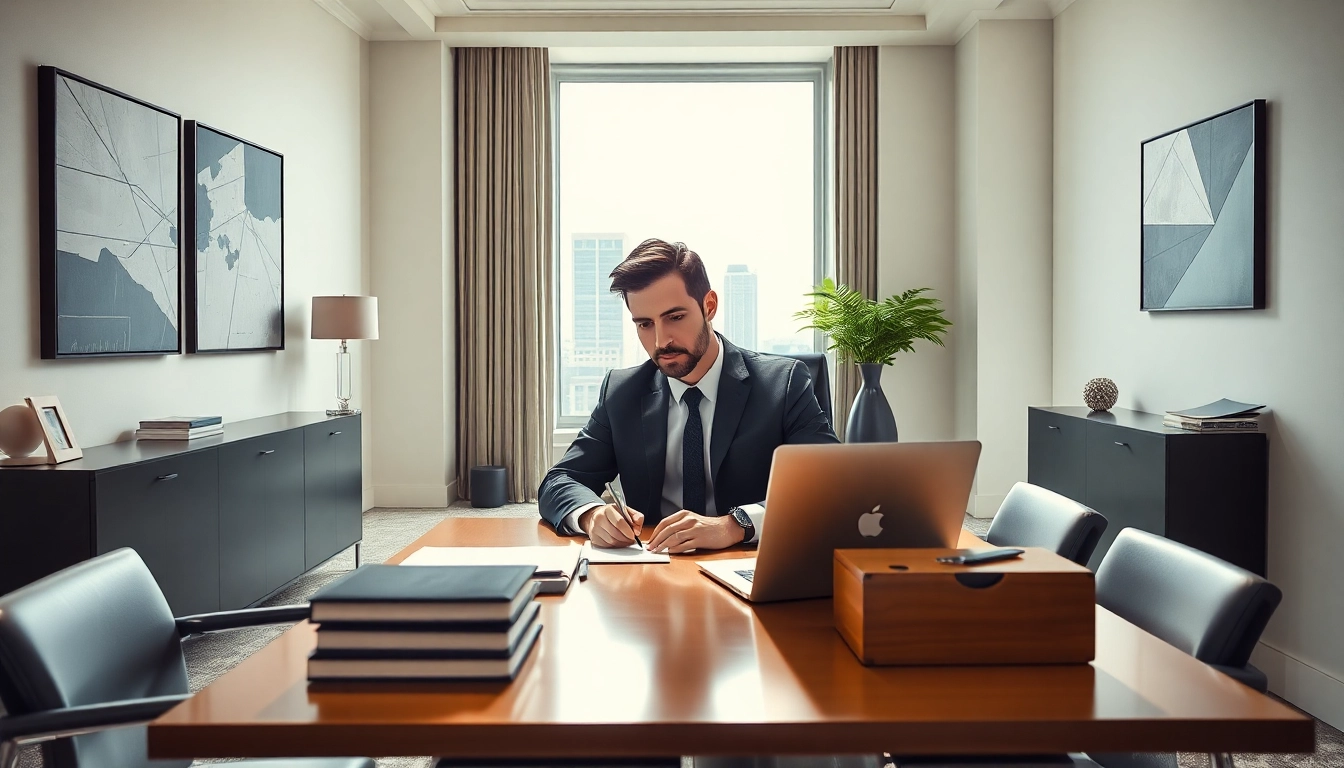 Headhunter arbeitet konzentriert an seinem Laptop in einem modernen Büro.