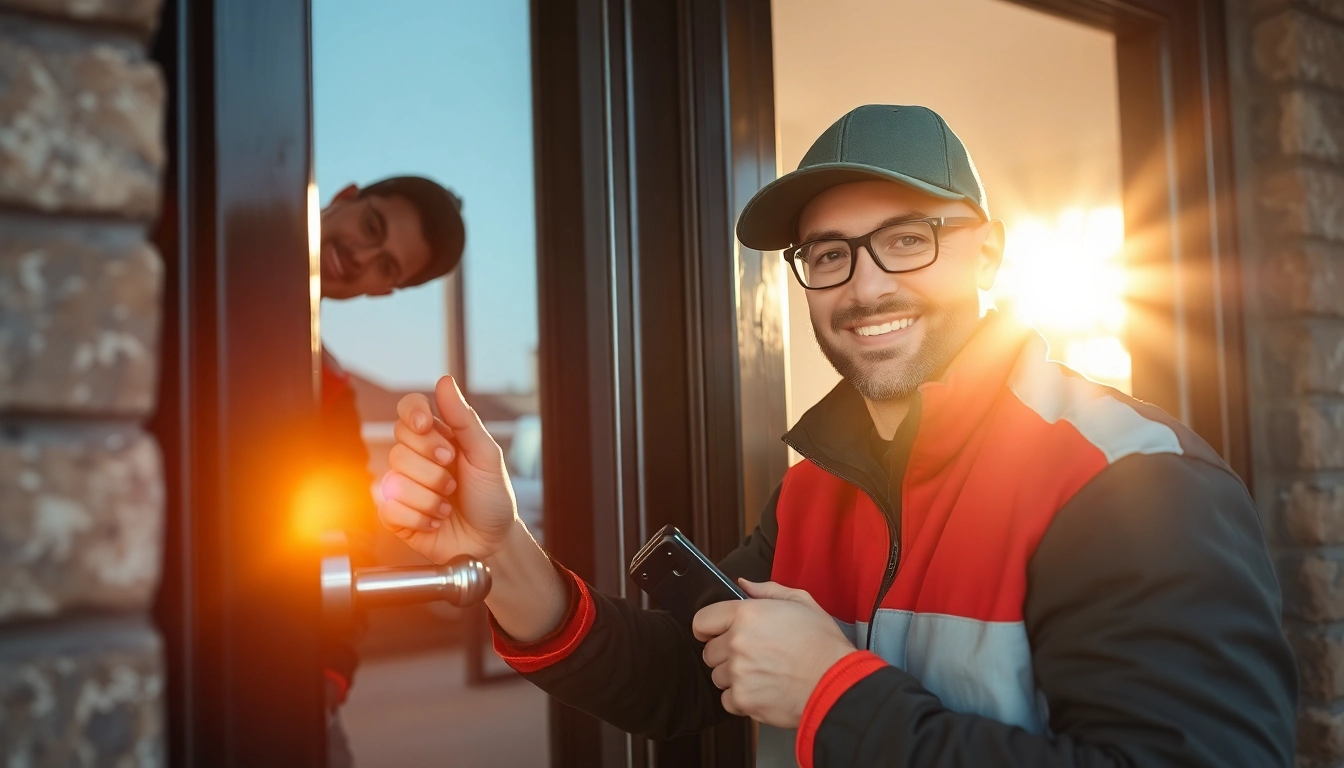 Schlüsseldienst Bretten öffnet erfolgreich eine Tür mit modernem Werkzeug ohne Beschädigung.