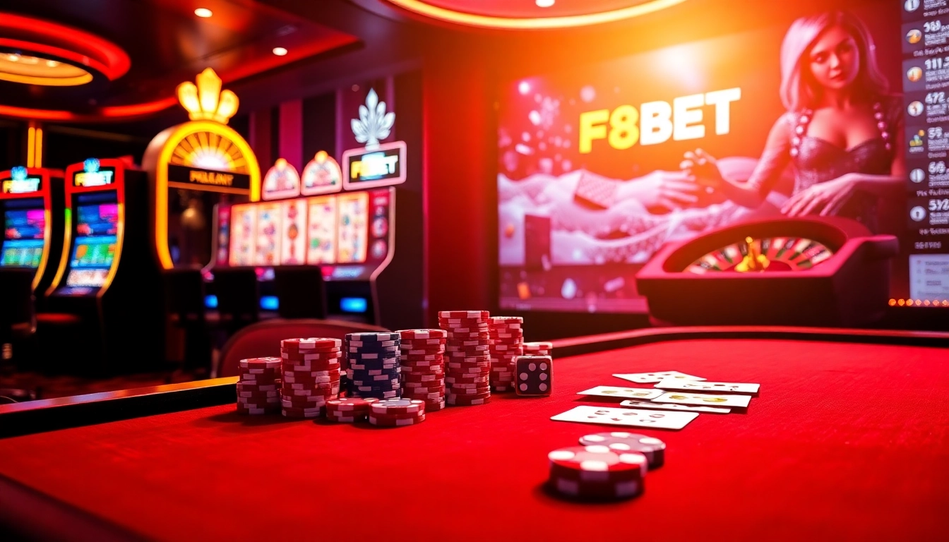 Experience winning moments at F8BET with a luxurious online casino environment featuring poker and slots.