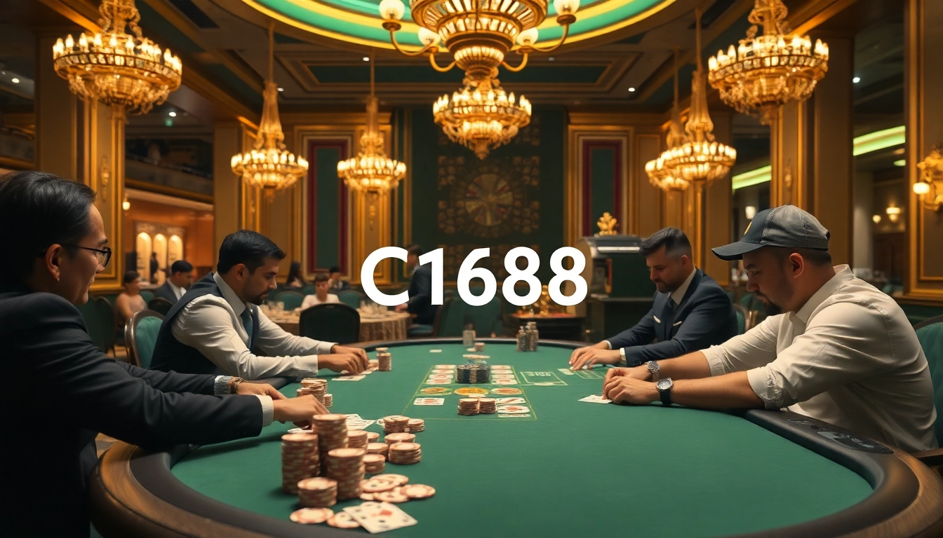 C168 poker table with professional players showcasing excitement in a luxurious casino setting.