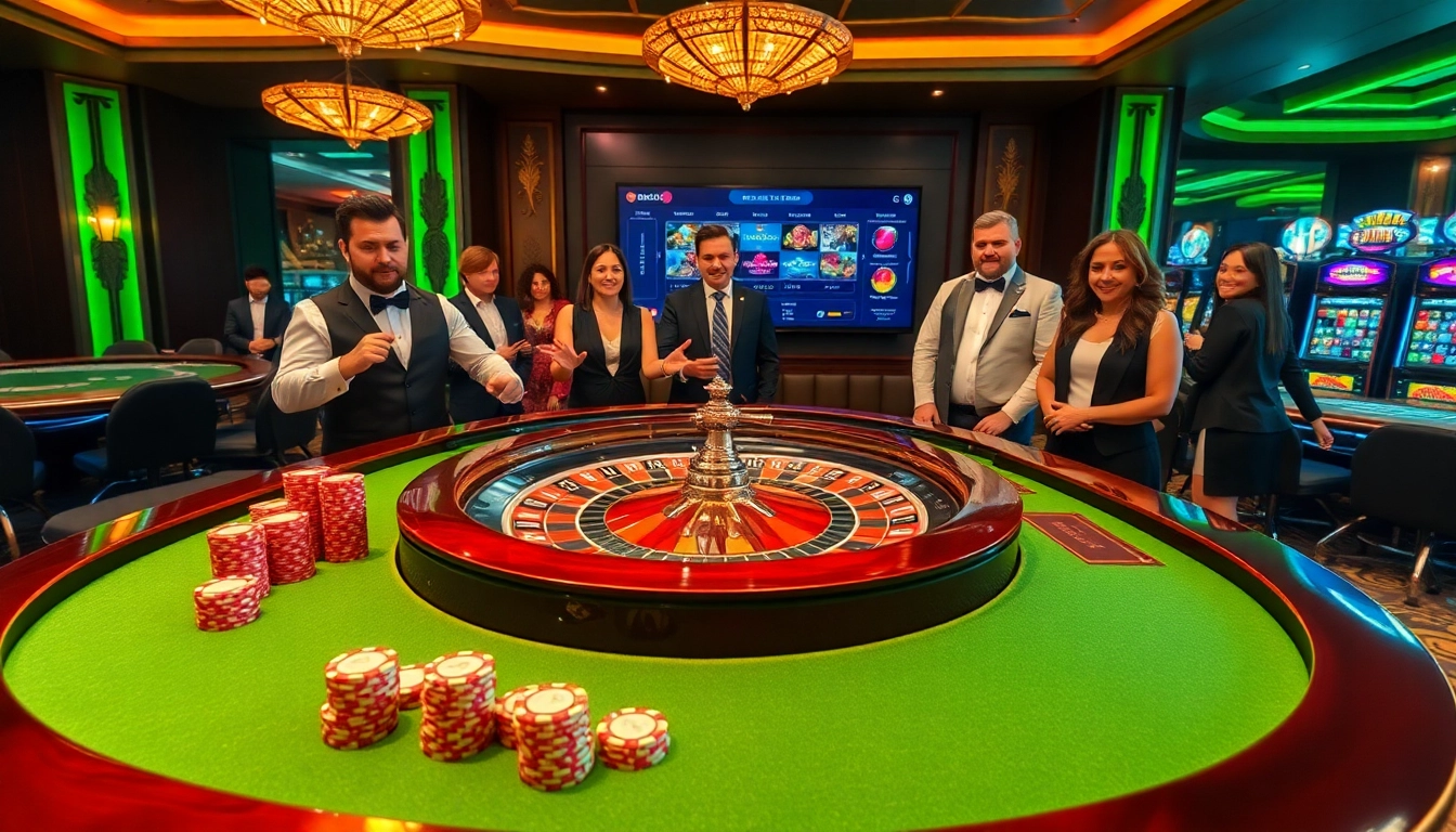 Players engaging at a roulette table in a luxurious casino inspired by https://topclub.site/, showcasing excitement and professionalism.
