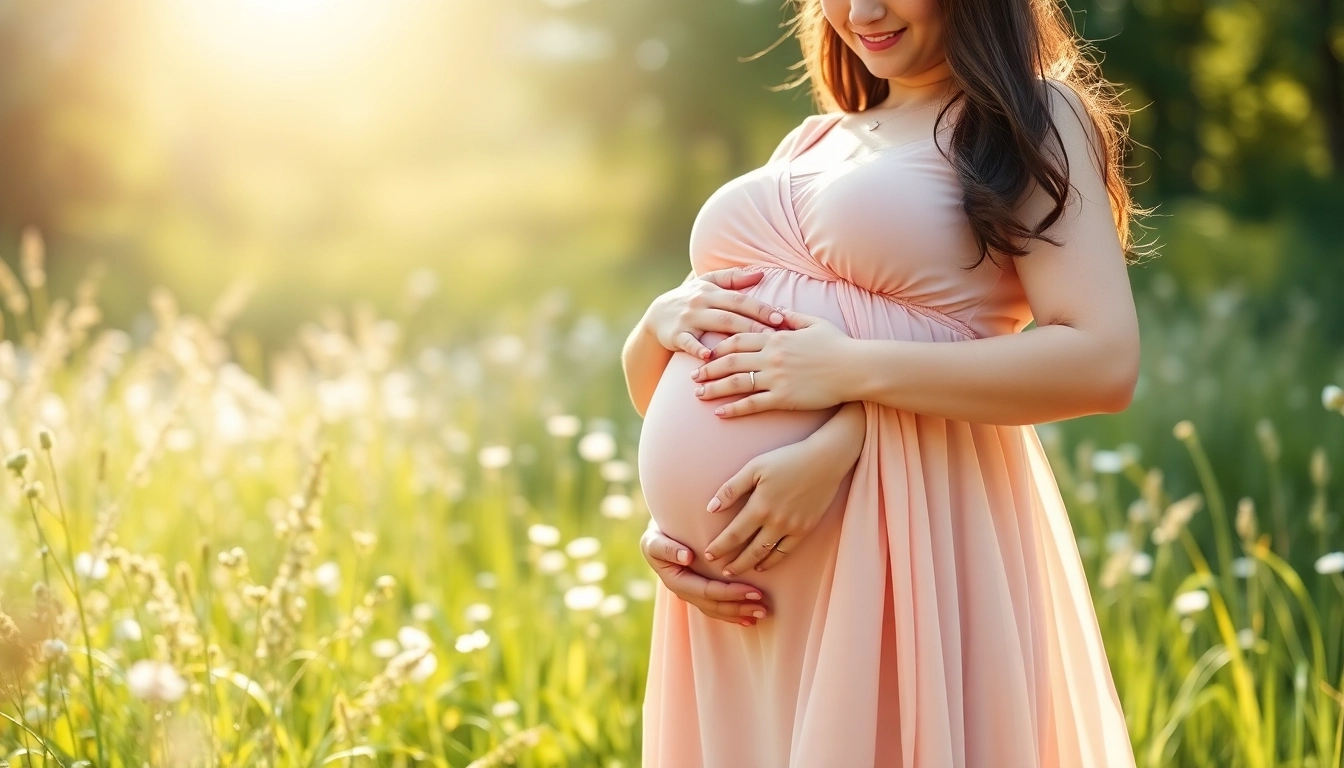 Schwangere Frau zeigt stolz ihren Babybauch in einer faszinierenden Schwangerschaftsfotografie.