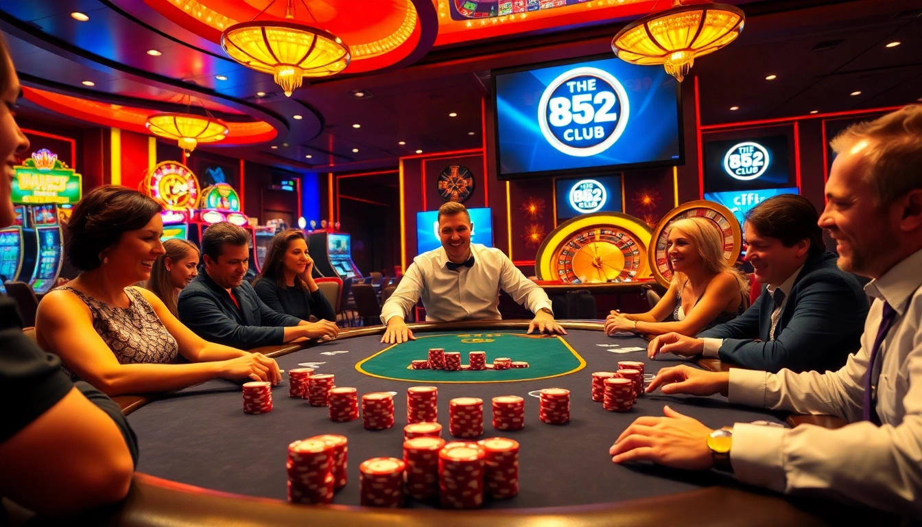 Experience the excitement of the B52 Club with players engaged in thrilling poker games.
